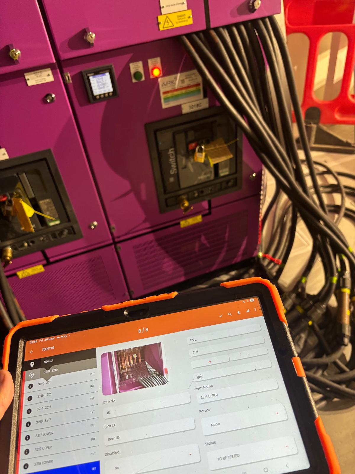 Thermal image showing eddy current heating detected during live data centre busbar inspection